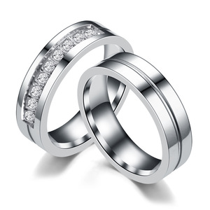 Hot Selling Stainless Steel Zircon Gold Plated <strong>Plus</strong> <strong>Size</strong> Couple <strong>Ring</strong> Birthday Party Wedding Gift <strong>Ring</strong> for Men and Women - Product Image 2