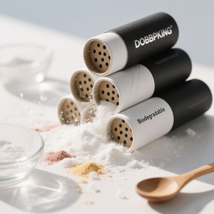 Recipiente de tubo de papel de especias de grado alimenticio reciclable biodegradable impreso personalizado de nuevo diseño con tapa de coctelera de tamiz - Product Image 1