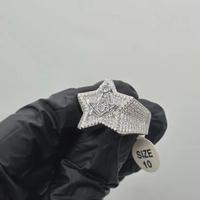 Anillo de Estrella con Incrustaciones de Diamantes VVS Moissanite, Plata 925, Joyería para Raperos, Símbolo Masónico, Pasa el Test de Diamantes, Regalo de Lujo