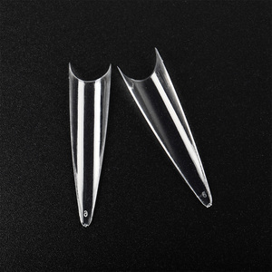 BQAN-uñas postizas acrílicas para salón de belleza, manicura Artificial de <span class=keywords><strong>bailarina</strong></span> de almendro, Stiletto, transparente Natural, cobertura media completa, 500 unidades - Product Image 4