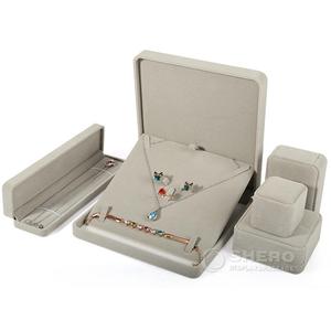 High-end Beige Velvet Jewelry Box With Round Corner For Luxury Valentines Day Gift Packaging - Product Image 2