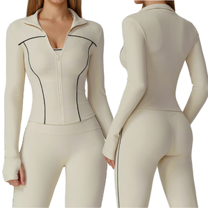 EWT2036 Women's Breathable Comfortable Zip-Up Quick Dry Athletic <b>Workout</b> Skinny Fit Gym Sport Yoga <b>Jacket</b> Leopard Print Front - Product Image 1