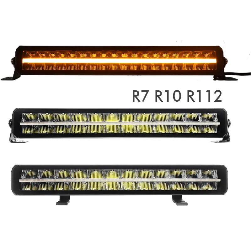 R112 R7 R10 Off Road Led Bar e ditandai 22 ''32'' 42 ''52 inci putih Amber DRL kunci Piano truk Offroad 4x4 lampu Led Bar posisi