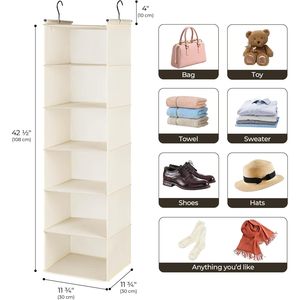 6 <b>Shelf</b> Hanging Closet Organizer 33x15x85cm Foldable Storage For Behind Doors On Walls Non Woven Fabric - Product Image 3