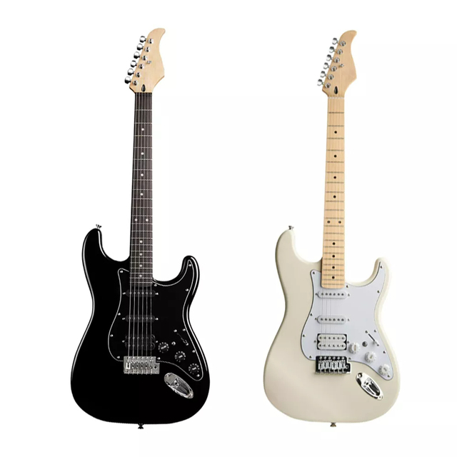 HUASHENG High Grade 39 Inch Jet Gloss Gopherwood ST Electric Guitar OEM 6 Steel String Guitar Electric for Professional Beginner