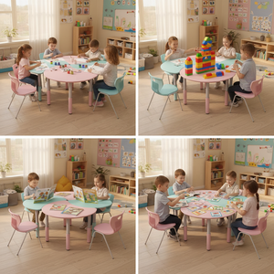 Ensemble de table et de chaises réglables pour enfants en matériau PP Bureau d'apprentissage pour bébé avec coins arrondis - Product Image 6