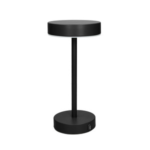 Lampada da Tavolo LED Touch con Base in Metallo Nero Opaco, Design Rotondo - Product Image 1