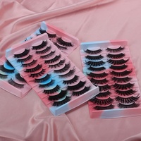 Coffret de 20 paires de faux cils en soie 3D 4D, ultra-fins, faits à la main, avec bande en coton noir, pour dropshipping et vente en gros
