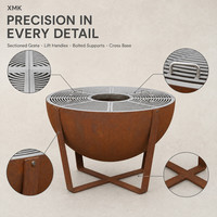 Barbecue en acier corten avec grille de cuisson amovible en acier inoxydable, taille personnalisée pour patio, jardin, usage extérieur