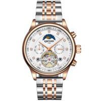 Montre mécanique automatique pour homme KINYUED, bracelet en acier inoxydable, phase de lune, date, tourbillon, étanche 3BAR