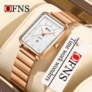OFNS <span class=keywords><strong>1609</strong></span> Top-Marke Damen Quadratische Quarzuhren Elegantes Design Mode Stahlarmband Kalender Retro-Stil - Product Image 6