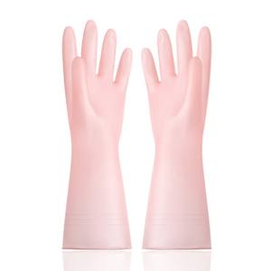 Gants de vaisselle en PVC épais imperméables 32 cm, couleur unie, pour le nettoyage domestique, transparents, blanc, bleu gelée, rose - Product Image 5