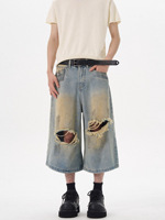 Jean en denim pour homme coupe skinny, motif lavande, avec détails de coutures, effet apaisant, Fournisseur