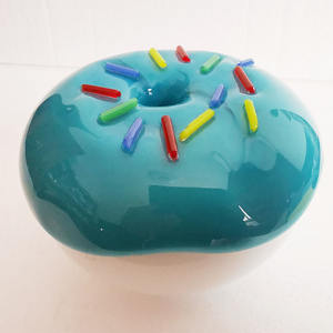 Presse-papier en verre Murano Art Donut fait <span class=keywords><strong>à</strong></span> <span class=keywords><strong>la</strong></span> main émeraude et blanc Verre soufflé Dôme creux Donuts Presse-papiers pour décoration de bureau - Product Image 3