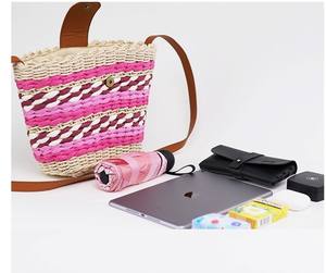 Viaje de vacaciones Contraste de color Moda Chica fresca Sensación Bolso cruzado de paja para dama - Product Image 4