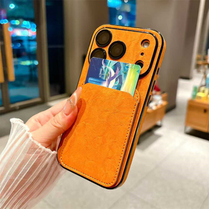 Funda para Teléfono con Ranura para Tarjetas, Protección de Lente Mate con Patrón de Cuero Arrugado para Otoño e Invierno, para iPhone 18 17 16 15 13 Pro Max - Product Image 3