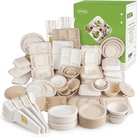 Assiettes jetables biodégradables en pulpe ; Assiettes épaisses en pulpe vierge blanche de 6 pouces, vente en gros, 50 pièces par paquet, 7 mois