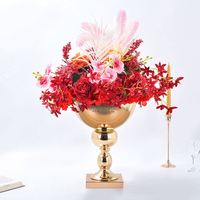 Große Dekorative Metall-Schale als Tischdekoration für Hochzeiten und Feiern, Podest-Schale Mini Gold Blumenarrangement-Halter