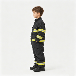 Costume de <span class=keywords><strong>pompier</strong></span> pour enfants unisexe, kit d'Halloween et de carnaval <span class=keywords><strong>avec</strong></span> haut et pantalon - Product Image 4
