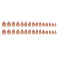 Faux ongles pré-dessinés, style français minimaliste, amovibles, courts, en forme d'amande, autocollants pour ongles, importés