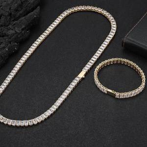 Fashion Hip Hop Jewelry 4mm Geometric 5A Zircon Tennis <b>Chain</b> Claw Setting Square CZ Tennis Necklace for Women and Men - Product Image 6