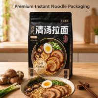 Custom Printed Instant Noodle Packaging Pouch with Zipper Closure for Ramen Ready Meal Food Storage Stand Up Bag