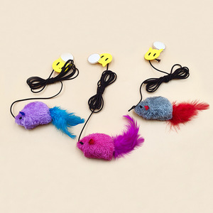 New hanging squeaky mouse <b>cat</b> toy stick, a self-entertaining device, a <b>plush</b> feather <b>cat</b> toy for pets. - Product Image 3