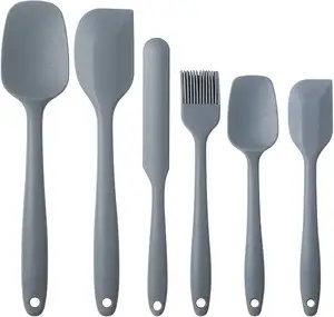 Paslanmaz çelik çekirdekli yapışmaz tencere için silikon Spatula seti-6 adet ısıya dayanıklı kauçuk Spatula