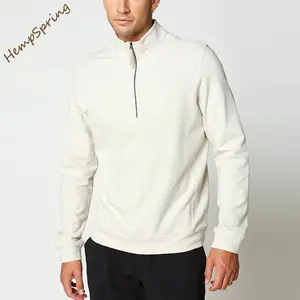 GOTS cotton men's zipper sweatshirt mens half zip sweater eco friendly 1/4 Zip Pullover organic cotton terry half zip pullover