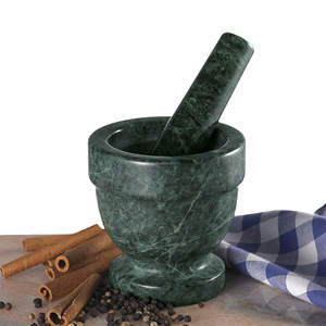 Mortero y Mazo de mármol verde Natural, 4" - Product Image 2