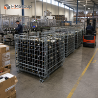 Équipement de cave à vin, cages de stockage en fil métallique pliables empilables en métal galvanisé à chaud, design en maille, pour bouteilles de vin