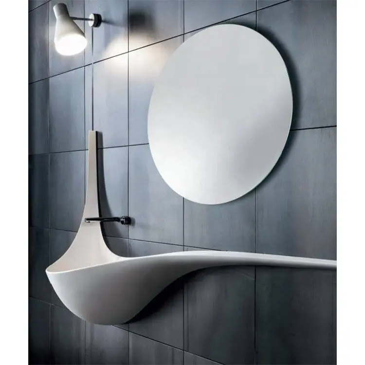 洗面台デザインユニークな形状バスルーム洗面台特別壁掛け固体表面