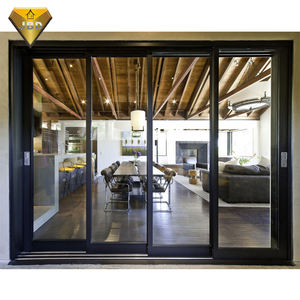 Grande porte patio coulissante en aluminium et verre Style design minimaliste Principale en bois pour l'extérieur des villas Fonction d'empilage dissimulée - Product Image 4