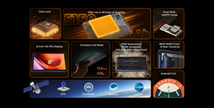 Oukitel Rt3 Pro Rugged Máy Tính Bảng PC 8 Inch HD Hiển Thị 4 + 128GB Android 14 G81 8MP + 16MP Máy Ảnh 5150MAh Không Thấm Nước Oukitel Pad - Product Image 4