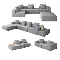 Ensemble de canapés modulaires carrés convertibles et rotatifs en mousse haute densité compressible pour salon, personnalisable