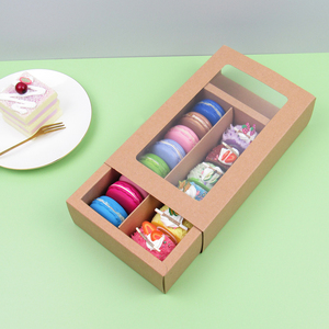 Cina all'ingrosso Macaron riciclato imballaggio scatola di <span class=keywords><strong>carta</strong></span> 12 pz Pack in bianco e <span class=keywords><strong>marrone</strong></span> <span class=keywords><strong>carta</strong></span> Kraft per cibo e feste in casa - Product Image 2