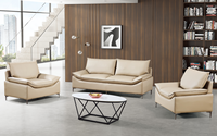 Ensemble de canapés de bureau modernes en cuir avec table basse, canapé-lit trois places au design simple pour la maison, le bureau et l'hôtellerie (ameublement commercial)