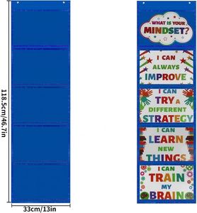 Wholesale Foldable Classroom Organizer Clear Pocket Chart Hanging Display Fabric Card Drawings Pictures Class Demonstrations Bag - Product Image 6