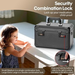 Boîte de rangement verrouillable pour médicaments, argent liquide, téléphone et objets de valeur, à l'épreuve des enfants, portable et durable, 12,2 x 7,8 x 6,8 pouces, noire - Product Image 5