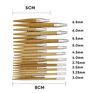 Juego de 10 Pares de Agujas Circulares Intercambiables de Bambú Profesionales, Desmontables, Duraderas y Suaves <span class=keywords><strong>para</strong></span> Tejer Suéteres - Product Image 3