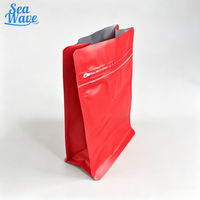 Sachet d'emballage personnalisé Lofo mat rouge pour grains de café et sucre, refermable avec fermeture éclair, fond plat, valve de dégazage unidirectionnelle, pour produits alimentaires