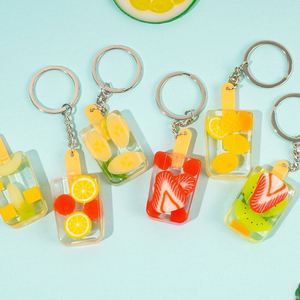 Simulation <b>Key</b> <b>Chain</b> Food Ice Cream Crystal Fruit Strawberry Orange Popsicle Ice Cream KeyChain Accessories Cute Kids Keychain - Product Image 2