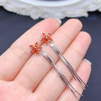 Boucles d'oreilles pendantes de luxe OEM ODM en argent 925 et or, saphir naturel orange-bleu - Cadeaux d'anniversaire, de mariage et de fête - Vente en gros usine