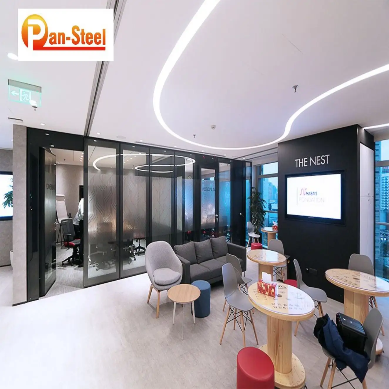 Pan-Steel Mobiliário modular de escritório Vidro Personalizado alumínio escritório paredes de vidro divisória cubículo divisória parede divisória