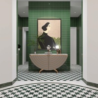 Carreaux de sol/mur en céramique 600x1200mm, série mosaïque pierre, motif texture marbre vert foncé, antidérapants, pour salle de bain, salle à manger, villa