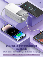 Banque d'alimentation multifonctionnelle LDNIO PQ50 grande capacité 50000mAh avec câble intégré pour téléphone 15 14 13 Pro Max et ordinateur portable