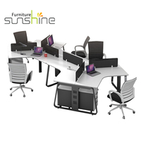 Cadre métallique blanc élégant en bois bureau poste de travail bureau personnel bureau écran de bureau et chaises ensemble
