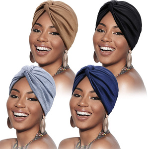 HZO-18068 Turban doux pour <span class=keywords><strong>femme</strong></span>, pré-noué, style indien, <span class=keywords><strong>bonnet</strong></span> <span class=keywords><strong>chimio</strong></span>, couvre-chef - Product Image 1