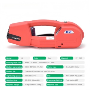 Outil de cerclage portatif K2 à batterie, électrique, à tensionnement automatique, scellage et coupe, pour <span class=keywords><strong>bande</strong></span> PET PP, pour carton, export et expédition - Product Image 5