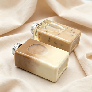 Bouteilles carrées en PET transparentes et portables pour <span class=keywords><strong>jus</strong></span>, lait, thé, bouteilles <span class=keywords><strong>de</strong></span> boissons en plastique personnalisées - Product Image 4